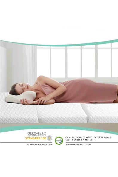 RevuBaby Çoton Kumaş Katlanabilir Yatak Taşınabilir Misafir Yatağı 8 CM Kalınlık - Resim 3