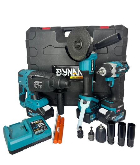 Dynamo Profosyonel 3'lü Set (Avuç Taşlama, Somun Sökme, Kırıcı Delici Matkap, Çift Batarya, Şarj İstasyonu Ve Tüm Uçlarla) - 4