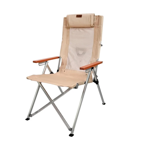 Katlanır Kamp Piknik Sandalyesi - Madfox Haven - 6 Kademeli - Bej - 547282 - Taşıma Çantalı - Resim 4