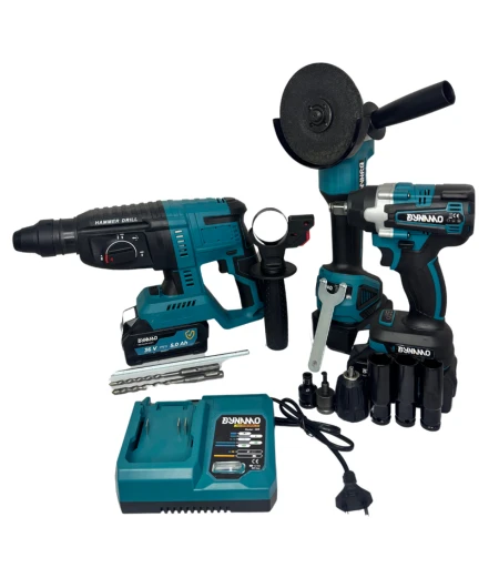 Dynamo Profosyonel 3'lü Set (Avuç Taşlama, Somun Sökme, Kırıcı Delici Matkap, Çift Batarya, Şarj İstasyonu Ve Tüm Uçlarla) - 8