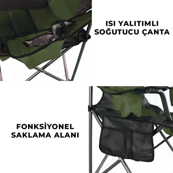 Katlanır Kamp Piknik Sandalyesi - Madfox Echo - Bardaklıklı - Yeşil - 547288 - Taşıma Çantalı - Resim 8