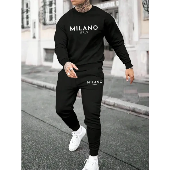 Erkek Uzun Kollu Baskı Detaylı Iki Iplik Takım - 3