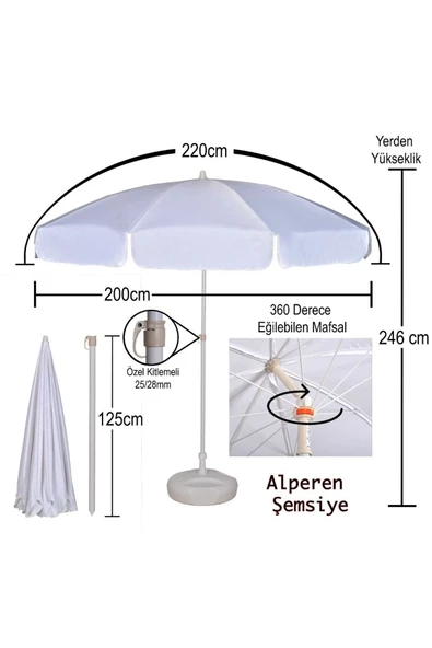 Alperen şemsiye Plaj Şemsiyesi Havuz Balkon Teras Masa Başı Şezlong Şemsiyeleri