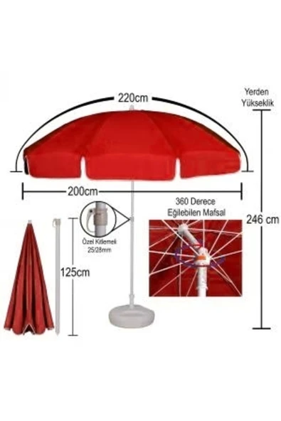 Alperen Şemsiye Plaj Şemsiyesi Bahçe Balkon Teras Şemsiyeleri - 2