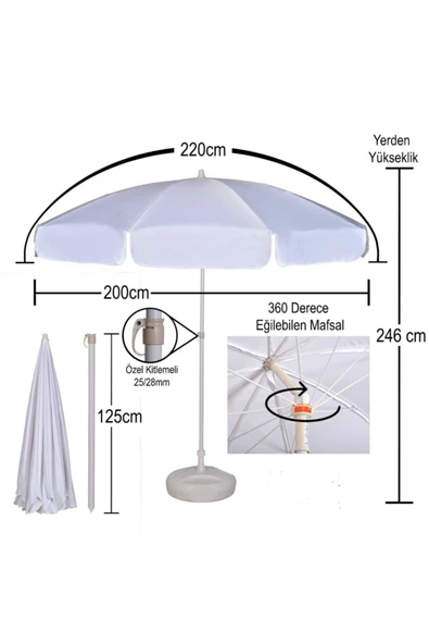 Alperen Şemsiye Plaj Şemsiyesi Bahçe Balkon Teras Havuz Şemsiyeleri - 2