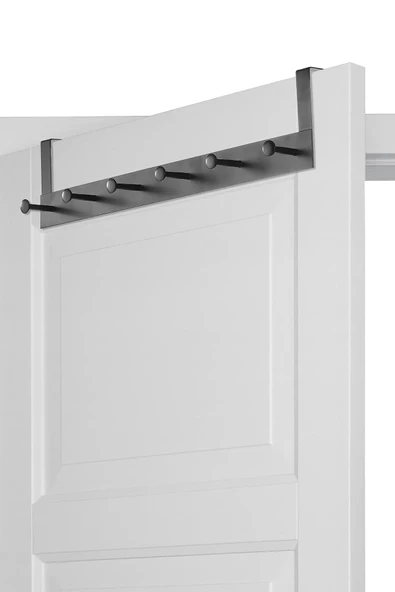 Pratik ve Şık 6'lı Metal Kapı Arkası Askısı - 30 kg Taşıma Kapasitesi, Siyah, 46.5 cm Uzunluk - Resim 3