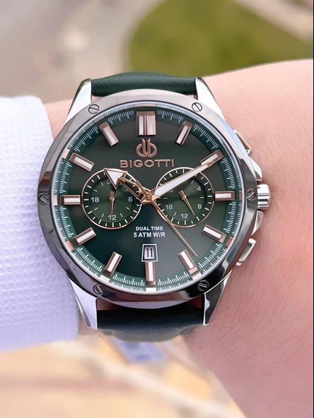 Bigotti Deri Kordon Takvimli Kadran 5 Atm Suya Dayanıklı 2 Yıl Garantili Erkek Kol Saati TBG10521.4 - Resim 3