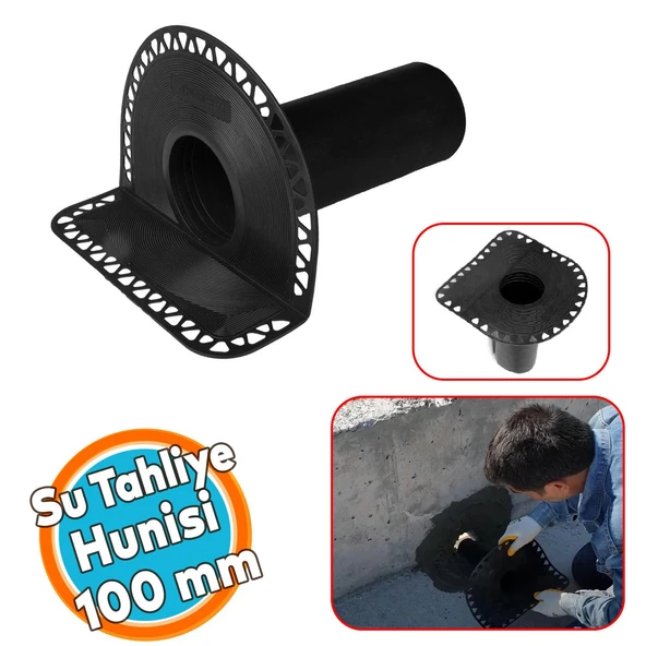 Su Tahliye Parapet Dik İniş 100'lük Direnaj Hünisi Çatı Balkon Yağmur Gider Borusu Oluk Adaptörü