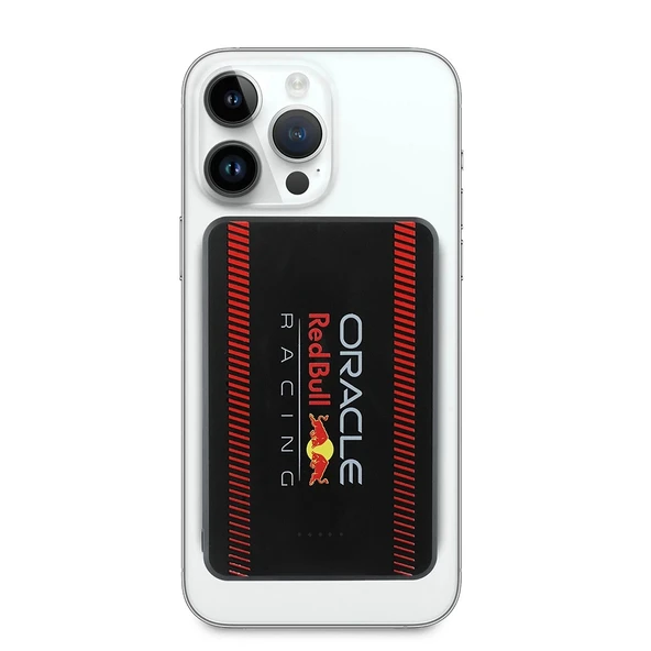 Redbull Orjinal Lisanslı M-safe Şarj Özellikli Dijital LED Göstergeli Kırmızı Şeritli Powerbank 5000mAh 15W - 2
