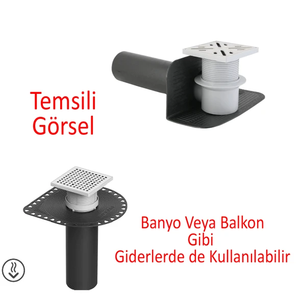 Su Tahliye Parapet Dik İniş 100'lük Direnaj Hünisi Çatı Balkon Yağmur Gider Borusu Oluk Adaptörü - 4