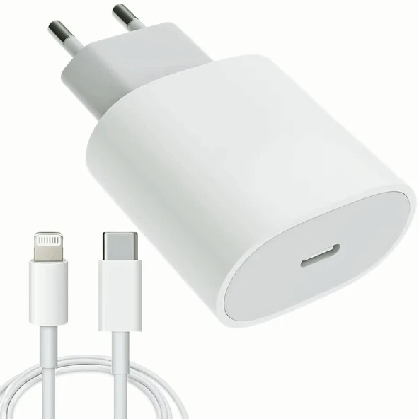 Apple Uyumlu 20W Şarj Adaptorü Type-C Başlık + Type C to Lightning Kablo- Yüksek Kalite - 20W Power Adapter ürün görseli 1
