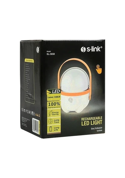 S-link SL-3658 Turuncu Dokunmatik Açma Kapama Ledli 2400mAh Şarjlı Ledli Işıldak - 2