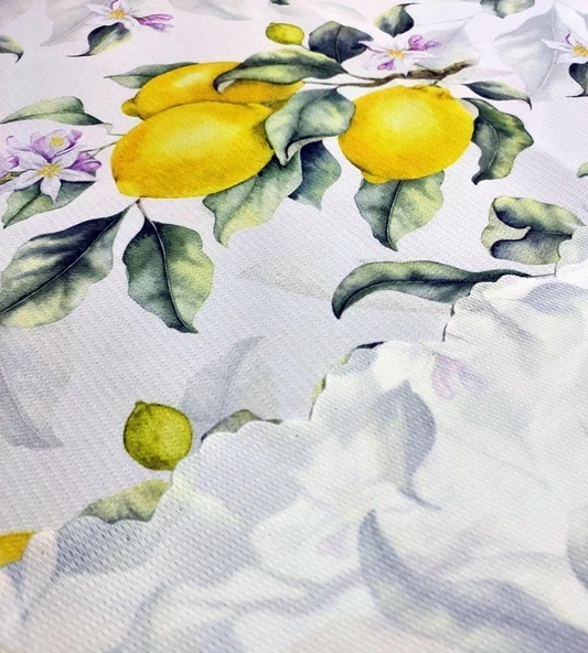 Limon Desenli 3D Dikdörtgen Masa Örtüsü (160x200) - 2