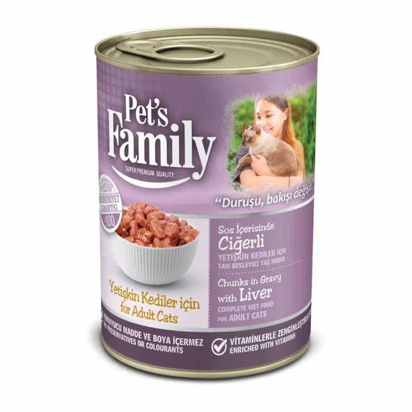 Pets Family Yetişkin Kediler İçin Çiğerli Konserve Yaş Mama 400 gr