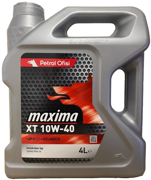 Petrol Ofisi XT 10W-40 Sentetik Motor Yağı 4 Litre (2025 Üretim)
