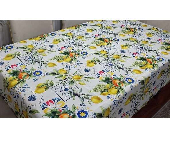 Limon Portakal Desenli 3D Dikdörtgen Masa Örtüsü (160x200) - 3