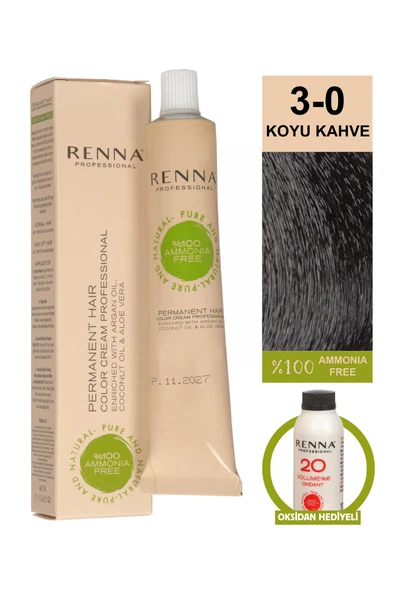 Renna Bitkisel Amonyaksız Saç Boyası 60 Ml 5-73 Fındık Kabuğu Oksidan Hediyeli