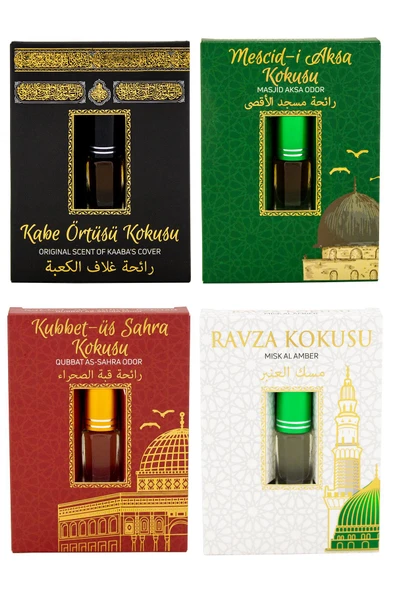 Kabe Örtüsü Kokusu Mescidi Aksa kokusu Kubbetül Sahra Kokusu ve Medine Ravza Kokusu Alkolsüz Esans 3ml