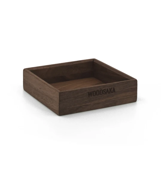 Woodsaka Gobi Not Kağıdı Kutusu ve Ataçlık - Ceviz - 12.4cm x 12.4cm x 3cm