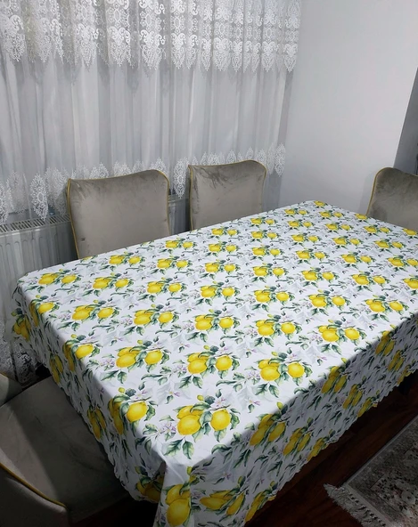 2 Adet Limon Desenli 3D Dikdörtgen Masa Örtüsü (160x200)