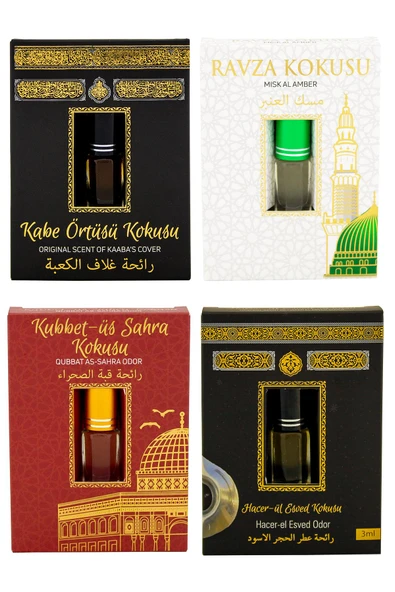 Kabe Örtüsü Kokusu Medine Ravza Kokusu Kubbetül Sahra Kokusu ve Hacerül Esved kokusu Alkolsüz Esans 3ml