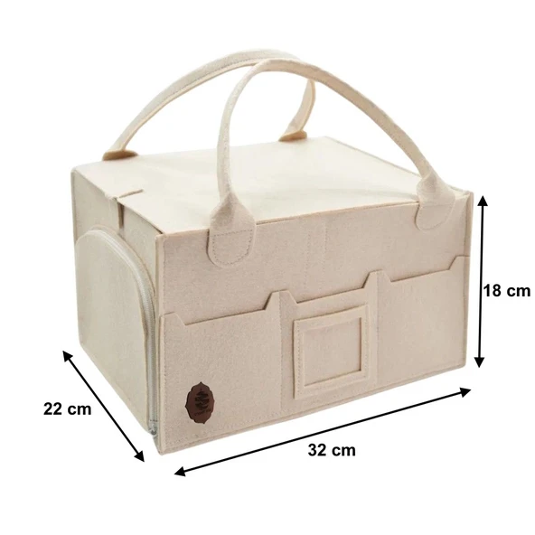 S_MART EGE Keçe Anne Bebek Bakım Çantası, Kapaklı, 3 Bölmeli, Fermuar Cepli Çok Amaçlı Alt Açma Organizer Çanta - 6