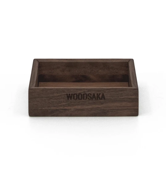 Woodsaka Gobi Not Kağıdı Kutusu ve Ataçlık - Ceviz - 12.4cm x 12.4cm x 3cm - 2