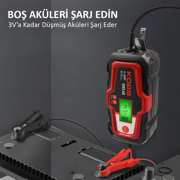 KOBB KBS4A 6/12V 120A Dijital Akü Şarj / Akü Bakım / Desülfatör ve Power Supply - Resim 12