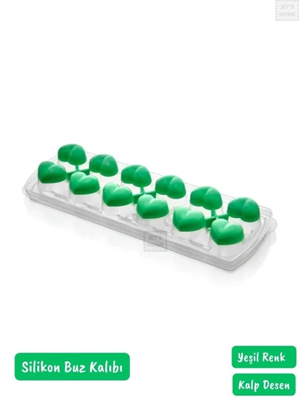 Buz Kalıbı Silikon Buzluk 12 Bölmeli Kalp Desenli Buz küpü BPA Free - 3