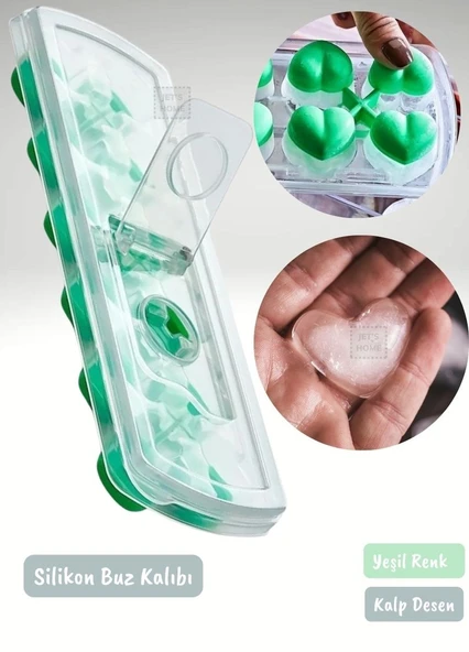 Buz Kalıbı Silikon Buzluk 12 Bölmeli Kalp Desenli Buz küpü BPA Free