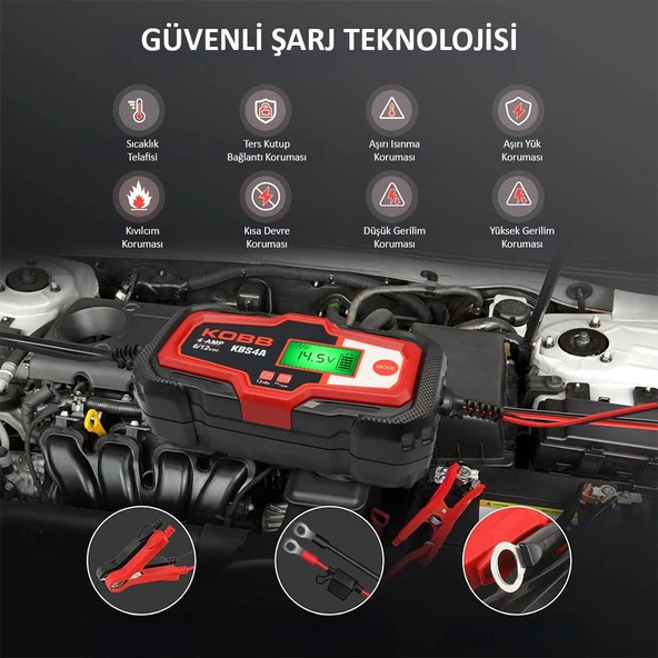 KOBB KBS4A 6/12V 120A Dijital Akü Şarj / Akü Bakım / Desülfatör ve Power Supply - Resim 5
