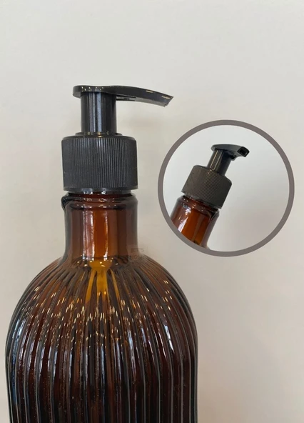 2’li Desenli Cam Sıvı Sabunluk Seti 350 ml Anber Kahve Şık ve Estetik 17X8,5 Cm - 4