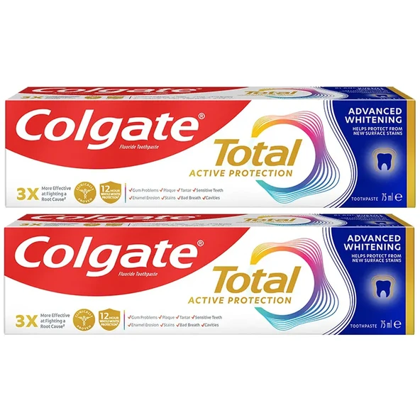 Colgate Total Gelişmiş Beyazlık Diş Macunu 75 ml 2 ADET