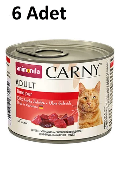 6 Adet Animonda CARNY Sığır Etli Kedi Konserve 200 g   Skt : 01/2026