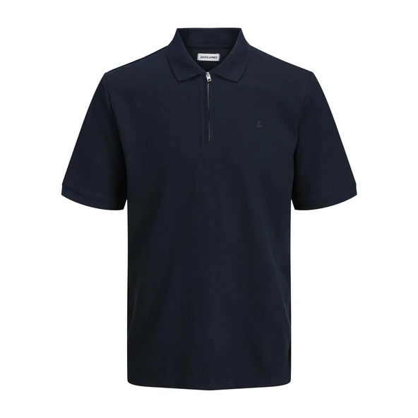 Jack & Jones 12279177 Jjeaustin Zip Polo Ss Sn Lacivert