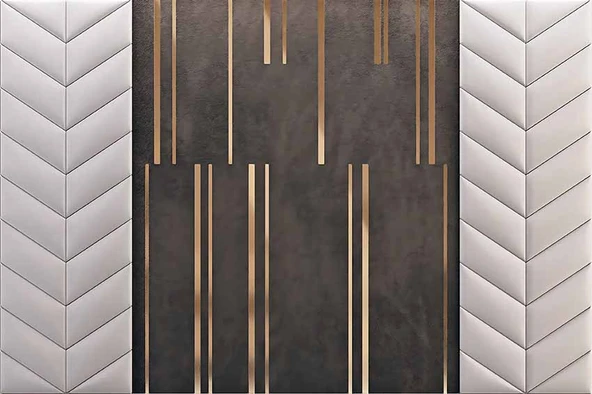 3D Gri ve Kahverengi Panel Duvar Kağıdı Baskı - Resim 7