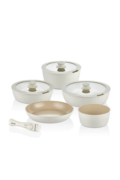 FALEZ ARS-3023 AURIS X LARGE 9 PARCA TENCERE SETI KREM - 2