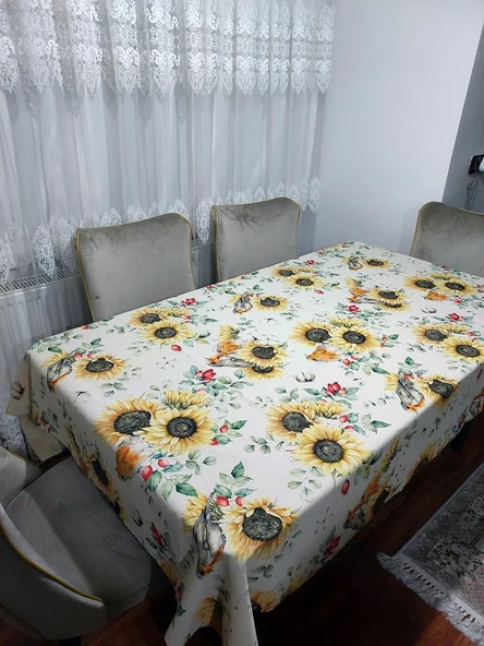 2 Adet Sunflower Desenli 3D Dikdörtgen Masa Örtüsü (160x200)