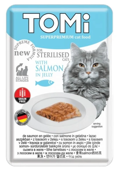 Tomi Pouch Kısırlaştırılmış Somon Ve Yumurtalı Tahılsız Kedi Konservesi 85gr