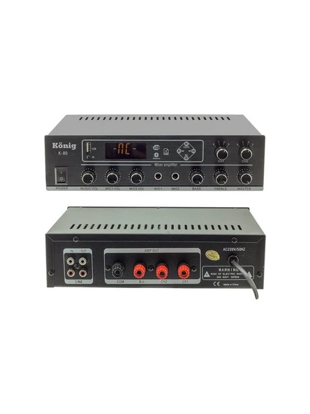 KÖNİG K-80-USB-SD-BT-80WATT TRAFOLU 2 BÖLGELİ ANFİ
