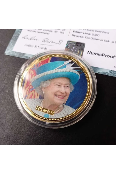 39963681b2e7f60621 Numis Proof 2016 Kraliçe Elizabeth 24Ayar AltınKaplama Sertifikalı 52gram A-35192 - Resim 2