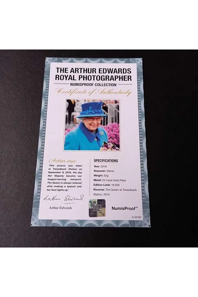 39963681b2f3eb7f6c Numis Proof 2016 Kraliçe Elizabeth 24Ayar AltınKaplama Sertifikalı 52gram A-35182 - Resim 7