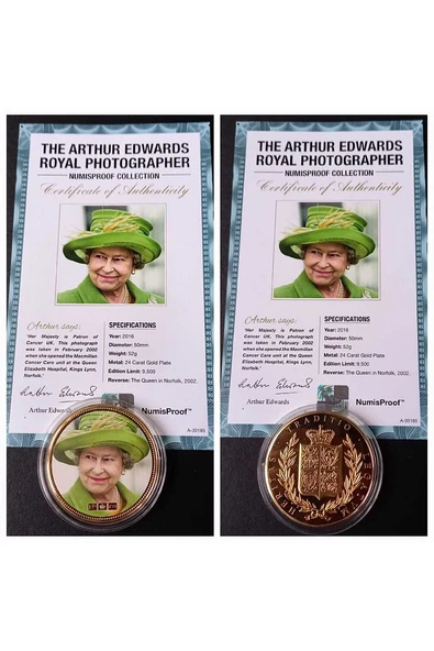 39963681b2ed44c72d Numis Proof 2016 Kraliçe Elizabeth 24Ayar AltınKaplama Sertifikalı 52gram A-35185 - Resim 4