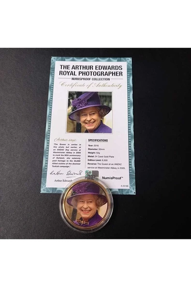 39963681b2bec24fb3 Numis Proof 2016 Kraliçe Elizabeth 24Ayar AltınKaplama Sertifikalı 52gram A-35188 - Resim 6