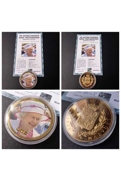 39963681b2db677829 Numis Proof 2016 Kraliçe Elizabeth 24Ayar AltınKaplama Sertifikalı 52gram A-35180 ürün görseli 1
