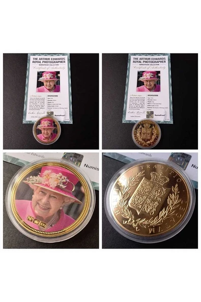 39963681b2fefb9fba Numis Proof 2016 Kraliçe Elizabeth 24Ayar AltınKaplama Sertifikalı 52gram A-35193 - Resim 2