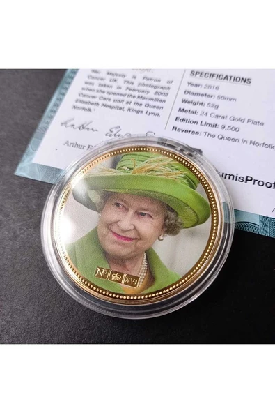 39963681b2ed44c72d Numis Proof 2016 Kraliçe Elizabeth 24Ayar AltınKaplama Sertifikalı 52gram A-35185 - Resim 2