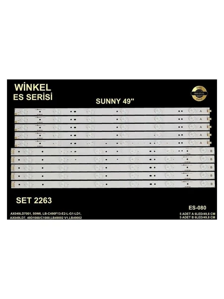 LCD LED-2263 TAKIM 10 LU-SN049DLDJ820-C490F13-SN049DLDJ820-STCFSN049-ES-080-WİNKEL