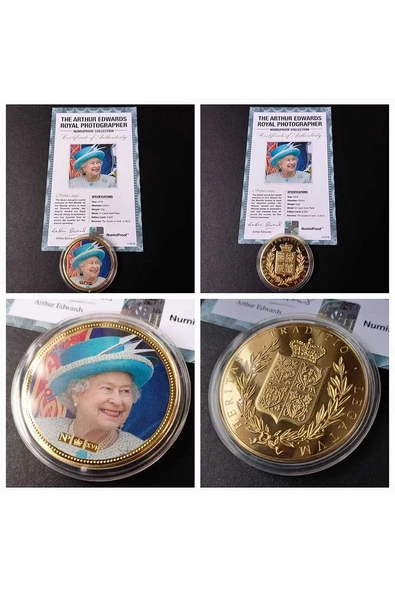 39963681b2e7f60621 Numis Proof 2016 Kraliçe Elizabeth 24Ayar AltınKaplama Sertifikalı 52gram A-35192 ürün görseli 1