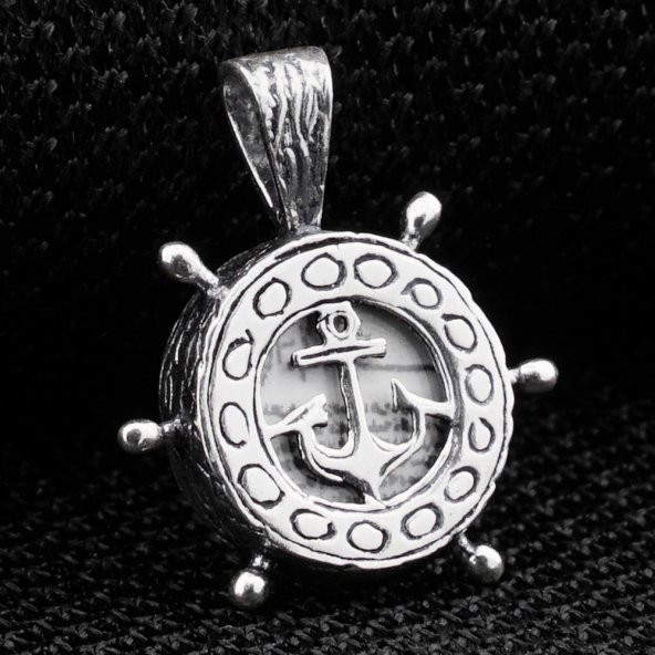 Çapa Dümen Tasarımlı Cevşeni Kebir Dua Yazılı 925 Ayar Gümüş Kolye Ucu ürün görseli